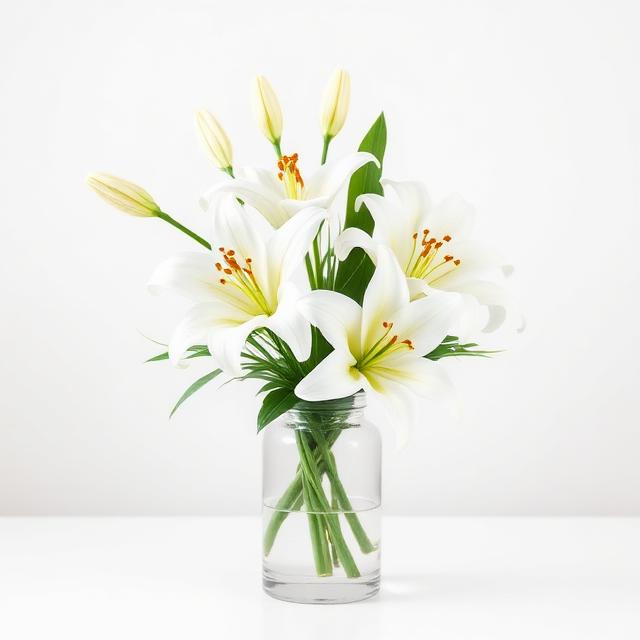 Arranjo de Lírios Brancos no Vaso
