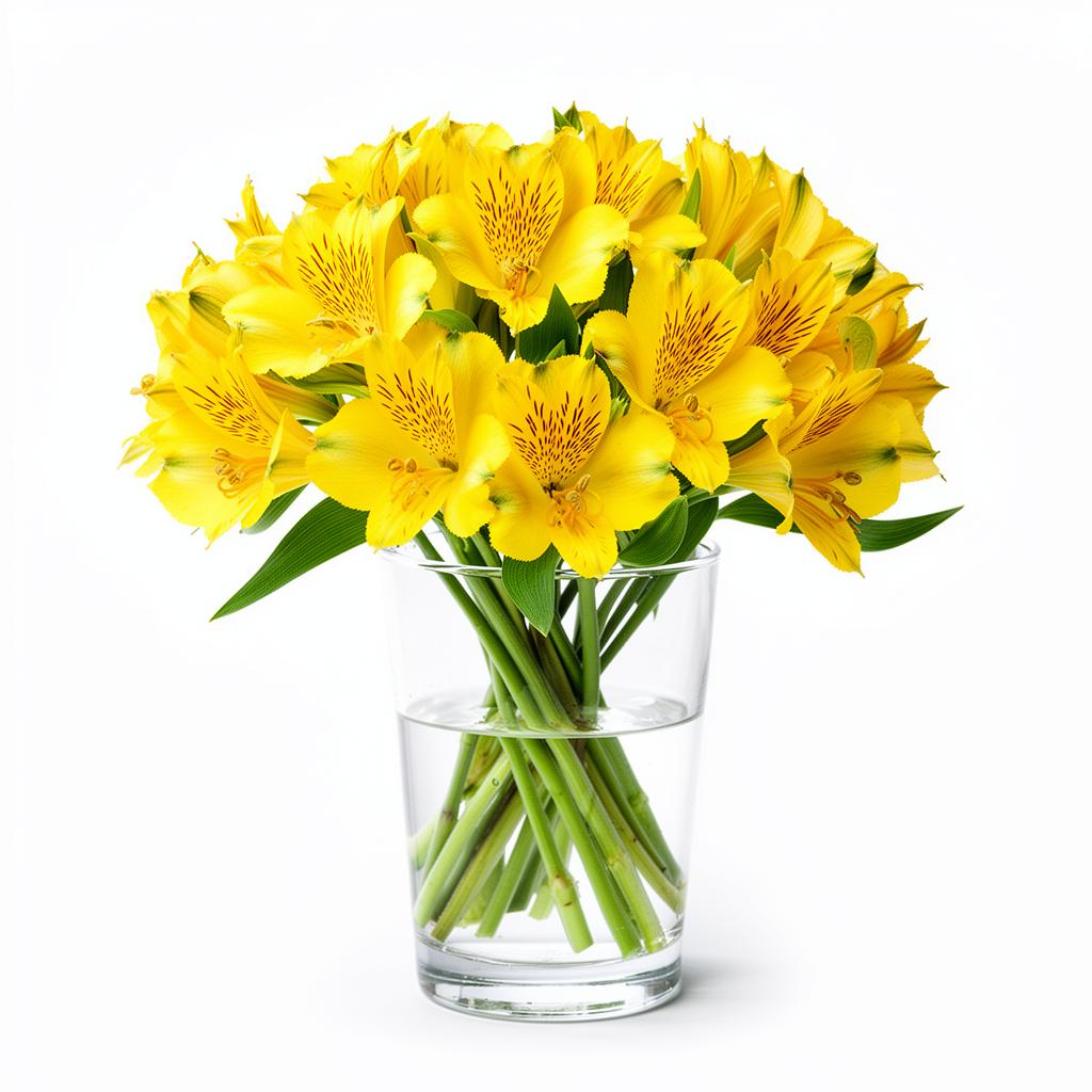 Astromélias Amarelas no Vaso de Vidro
