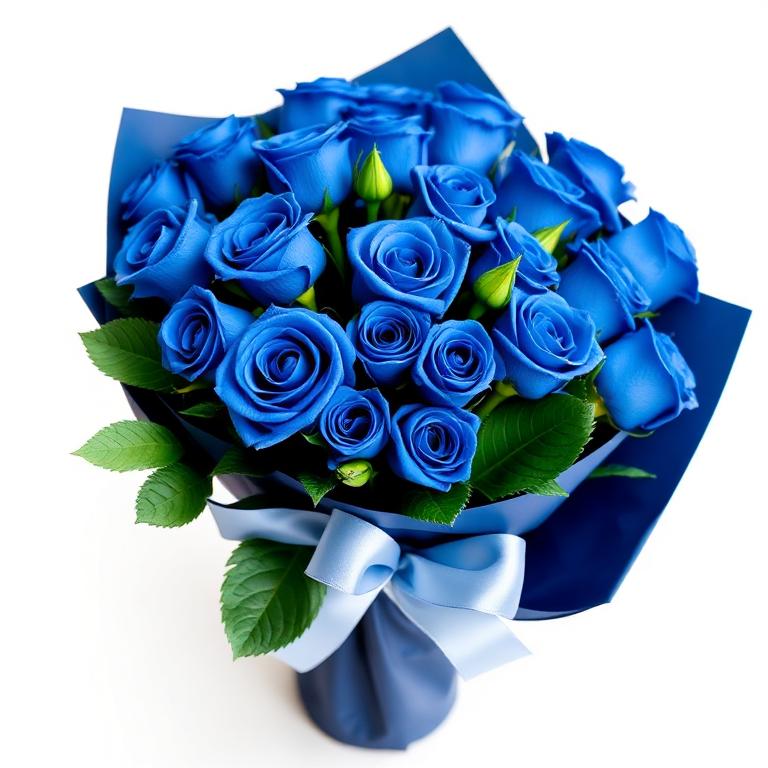 Belíssimo Bouquet de Rosas Azuis