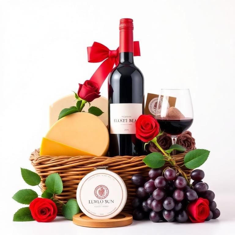 Cesta de Vinho e Flores