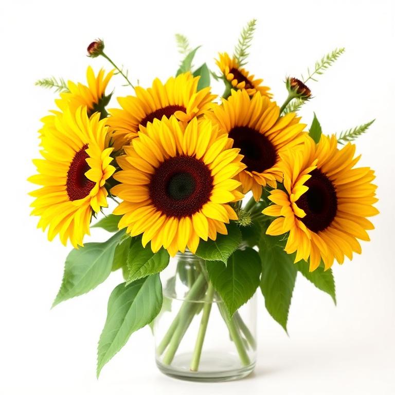 Girassol no Vaso com Rosas Amarelas