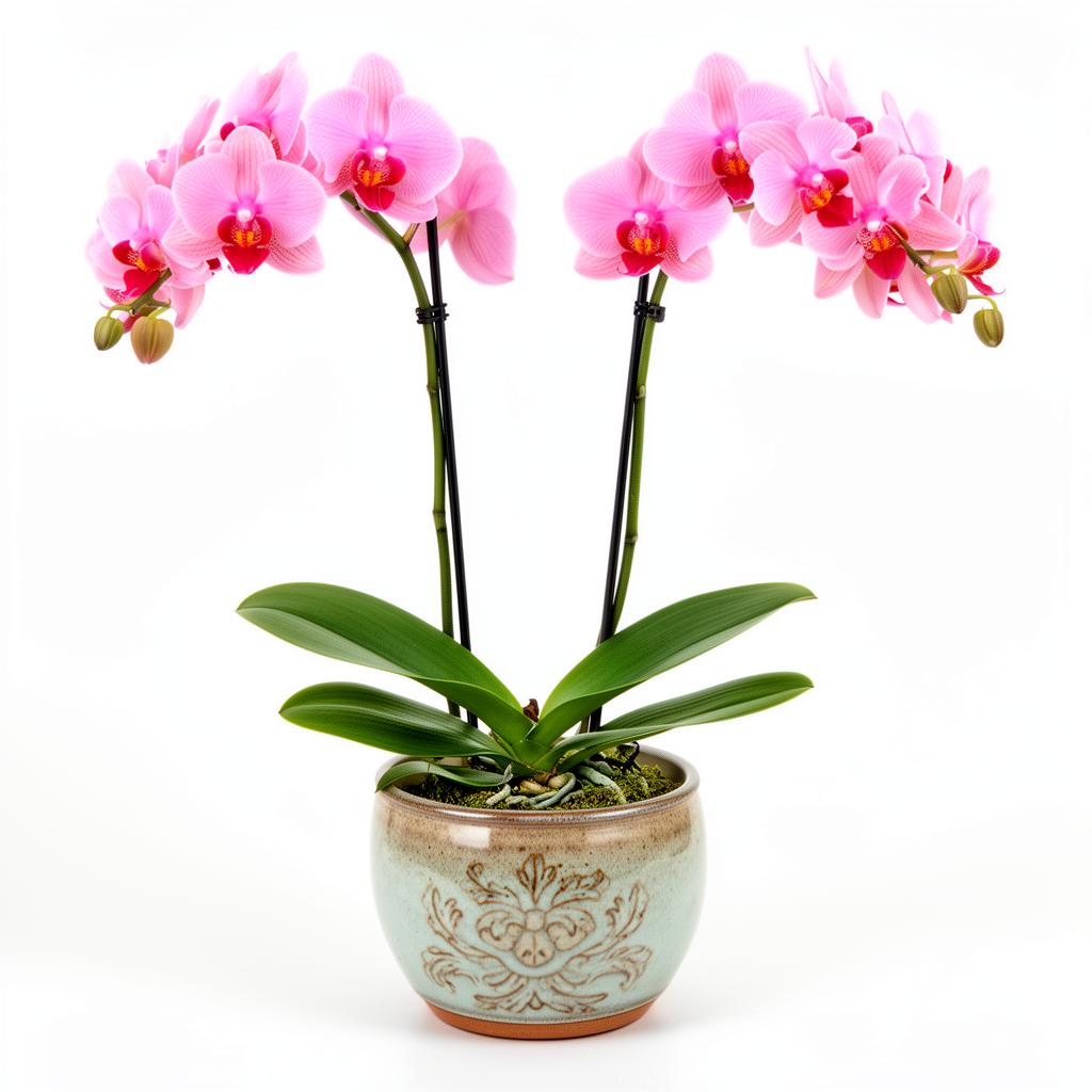 Orquídea Amarela com 2 Hastes no Cachepô