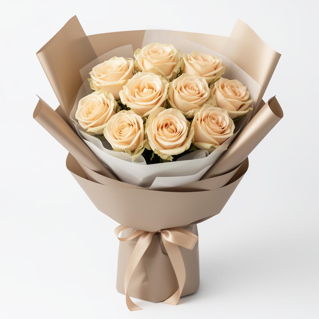 Buquê com 10 Rosas Champagne