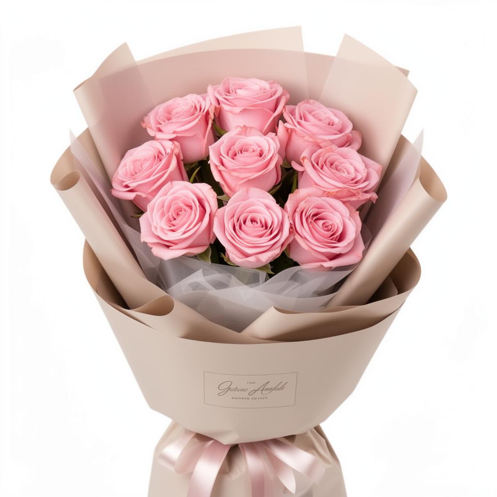 Buquê com 10 Rosas Cor de Rosa Premium